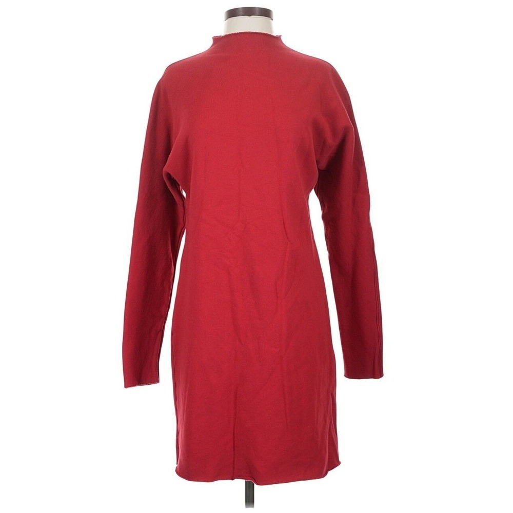 Frank & Eileen Isabelle Triple Fleece Funnel Neck Midi Dress Red XS USA - Picture 4 of 10